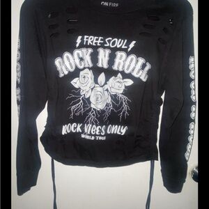 On Fire Black Rock N Roll Graphic Shirt